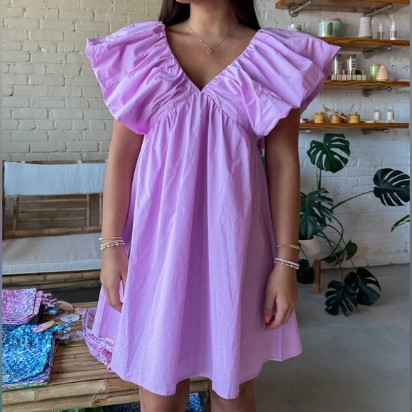 Day + Moon Dresses & Skirts - day + moon Shia puff sleeve V-Neck Dress game day Purple gameday dress small